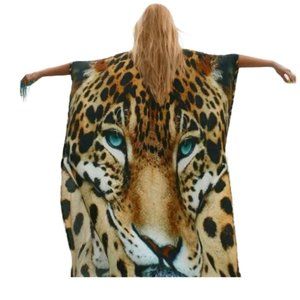 Maxi Kimono/Kaftan Beach Tiger Print/Ladies Beach Robe-OSFM Multi
